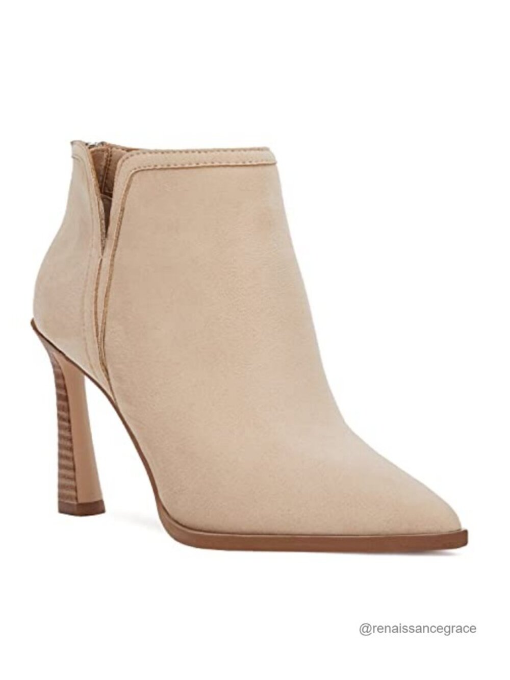 Juliet Holy Women's Pointed Toe Booties V-Cut Back Zipper Ankle Boots